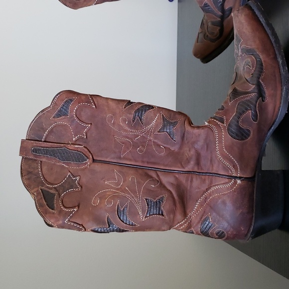 JB Dillon western boots women's sz.8.5B. Pre-owned. Brown& tan goat leather - Picture 10 of 12